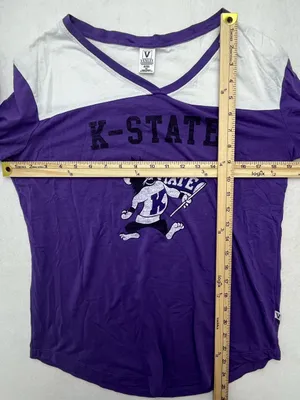 Venley K-State Wildcats Women’s Colorblock Logo Long Sleeve V-Neck Shirt Medium thumbnail 8