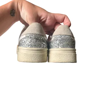 ZARA Basic Faux‎ Leather Glitter Sneaker White Sz 36 (US 6) thumbnail 5