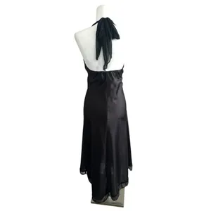 Vintage BMoss‎ Dress Black Midi Halter Dress 6 Babydoll Y2K Whimsigoth Goth Hoco thumbnail 6