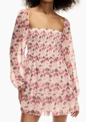 Aritzia‎ Wilfred Tempest Floral Mini Dress Long Sleeve Romantic Boho S thumbnail 1