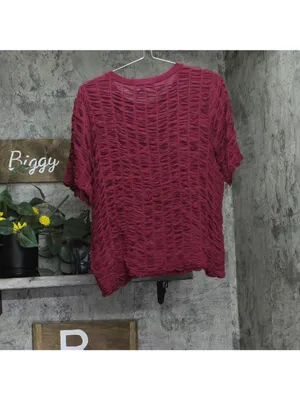DKNY Womens Superfine Textured Lightweight Top P52SAW83 Beet Red XL thumbnail 2