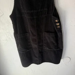 Wild Fable Black Corduroy Pinafore Dress Mini Overall Skirt Buttons Pockets Size M Academia thumbnail 5