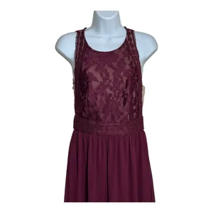 Lulus Burgundy Lace Bodice Maxi Dress Bridesmaid Formal‎ Event Size S thumbnail 5