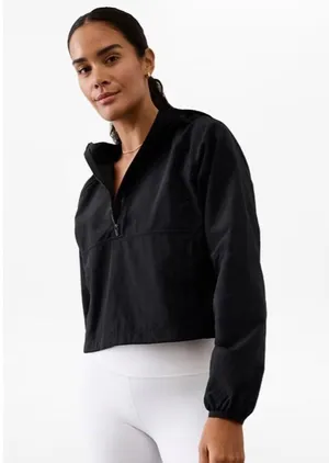 Athleta L Luna Woven Popover Black Large Regular thumbnail 1
