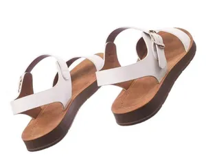 White Ankle Strap Vegan Leather Sandal Size 9 thumbnail 4
