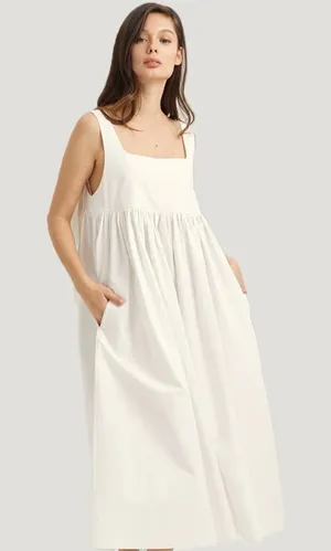 Nap Loungewear Bunny Strap Dress White‎ Cotton Babydoll Midi Dress Womens Small thumbnail 1