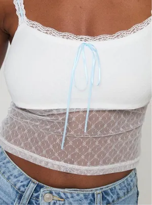 Princess polly TADEO LACE CAMI TOP WHITE thumbnail 3