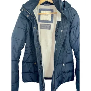 Abercrombie & Fitch Black Hooded Winter Utility Puffer Coat Jacket Womens Size M thumbnail 10
