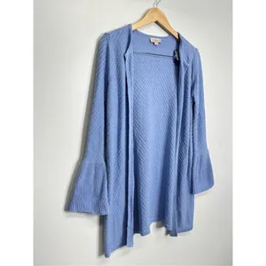 LOFT Sweater‎ Size Small Blue Knit Bell Sleeve Open Cardigan thumbnail 5