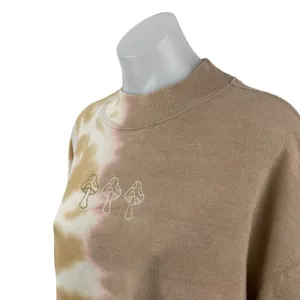 Neon Riot Women Beige Fleece Tie Dye Mock Neck Long Sleeve Sweatshirt Top Size L thumbnail 3