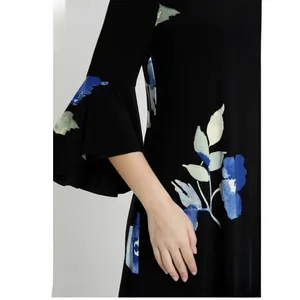Ralph Lauren Blue Floral Bell‎ Sleeve Stretch Jersey Shift Dress Size 14 thumbnail 4