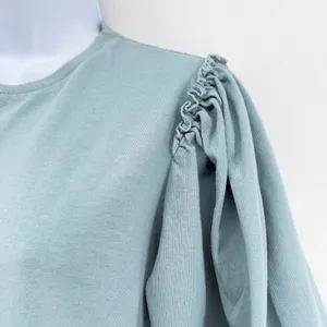 NWT Citizens of Humanity Vera Gathered Shoulder Top Small Acqua Blue Puff Sleeve thumbnail 4