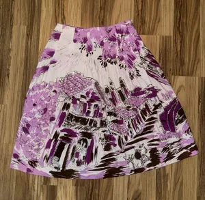 Bisou‎ Bisou Women's Sz 4 A Line Boho Cotton Skirt Sequins Pink White Purple thumbnail 1
