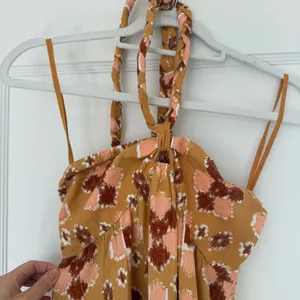 Aerie Orange Tribal Boho Braided Halter Neck Maxi Linen Blend Sun Dress NWOT thumbnail 5