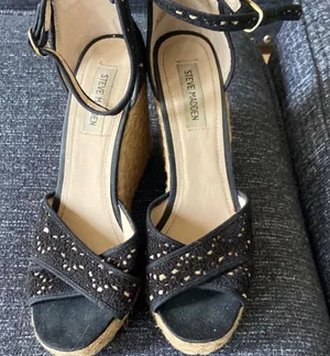 Steve Madden Black and Tan Wedge Sandals thumbnail 1