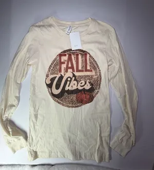 Bella Canvas Cream Long Sleeve "Fall Vibes" Graphic Tee thumbnail 1