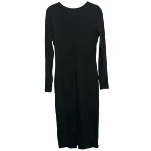 Marine Layer Lexi Rib Long Sleeve Midi Dress‎ Black thumbnail 3