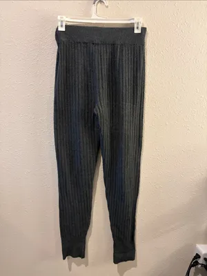 Free People Charcoal Ribbed Knit Joggers thumbnail 3