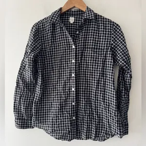 Madewell Women’s Black and White‎ Plaid Long Sleeve Button Down Top thumbnail 1