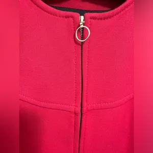Zara Collarless Magenta Swing Coat Jacket Medium perfect for spring thumbnail 4