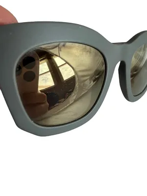 Stella McCartney Gray Square Frame Mirrored Lens Sunglasses Gold Trim Women's thumbnail 5