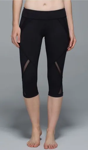 Lululemon Cool To Street Crop Mesh Leggings Black Cropped Active Tights Size 8 thumbnail 1
