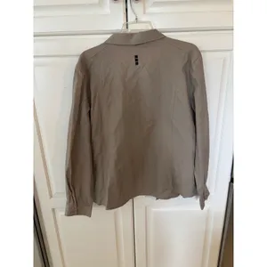Jamie Sadock Womens XL Tan Linen Cotton Button Down Shirt Zip Pockets Utility thumbnail 5