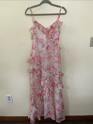 NEW Altar’d State Pink Florals and Bows Maxi Dress Size Small NWT thumbnail 4