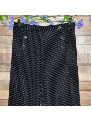 Elevenses Anthropologie Kingsland Pants Black White Dot Wide Leg Sailor Size 8 thumbnail 3