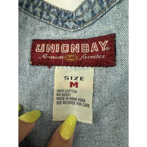 Vintage 90s Unionbay Cropped Denim Vest Snap Front Blue Jean Women's S/M Y2K thumbnail 5