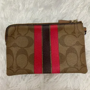 COACH Brown Coated Canvas Wristlet thumbnail 2