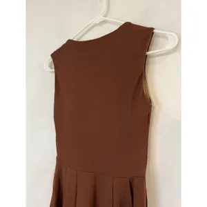 NWT OGL The Anytime Bra Ponte Knit Midi Dress Sz XS Cherry Wood Brown Stretchy thumbnail 6