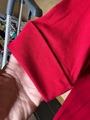 Lauren Ralph Lauren Red Stretch Cotton Elbow Sleeve V-Neck Tee Medium thumbnail 7