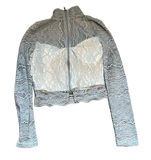 Amanlin Women’s Baby Blue Lace Long Sleeve Top thumbnail 1