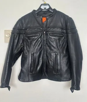 First Classics Womens L Black Leather Zip Up Motorcycle Biker Jacket Insulated thumbnail 1