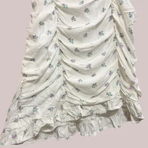 Hollister XS White‎ Ditsy Floral Ruched Mini Dress Tie Strap Summer thumbnail 1