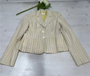 Loft Striped Blazer Size‎ 2 Button Front 100% Cotton Career Casual Cute thumbnail 1