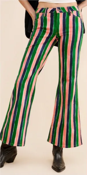 Wrangler Wanderer Mid Rise Bell Bottoms in sandía stripe size 24 thumbnail 1