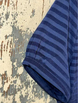 Callaway Polo Shirt Top Snap Button Women’s small Short Sleeve Striped Blue thumbnail 4