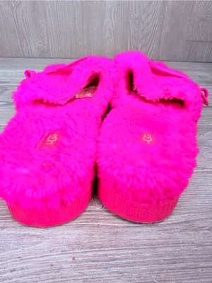 UGG Fluffita Pink Slippers wool fluffy slipper shoes sandals size 8 hot pink thumbnail 6