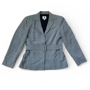 80's Vintage Renfrew Grey Herringbone Tweed Two Piece Blazer and Pants Suit thumbnail 3