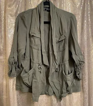 Torrid Army Green Light Weight Drape Front Anorak Top 00 Medium/10 thumbnail 1