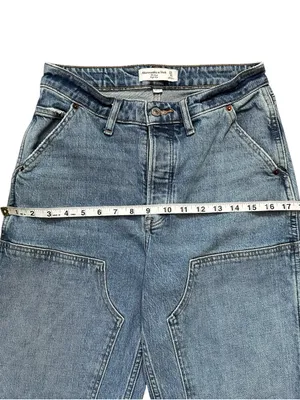 Abercrombie & Fitch Curve Love The Dad High Rise Double Knee Straight Jeans Sz 4 thumbnail 9