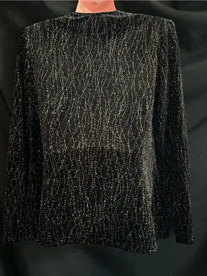 Ronni Nicole Vintage Women’s Sparkle Open-Front Gold & Black Jacket SM thumbnail 2