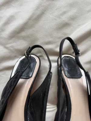 Dior | Navy Quilted Open-Toe Slingback Heels with D Charm | 39 thumbnail 6