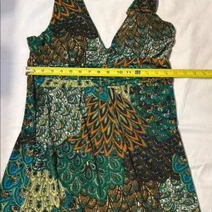 Cristinalove Teal & Green Patterned V-Neck Maxi Dress thumbnail 6