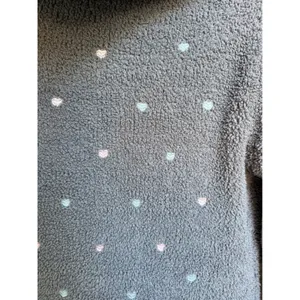 POL Gray Plush Fuzzy‎ Soft Hearts Hoodie Full Zip Cozy Comfy Womens Size Small thumbnail 4