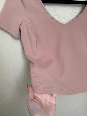 Lululemon Align T Shirt Size 4 Pink Clay Short Sleeve V Neck Buttery Soft thumbnail 6
