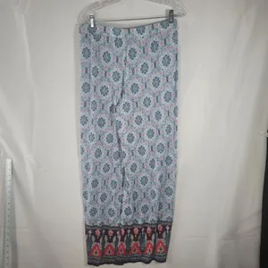 Cato Women's Size M Palazzo Lounge Pants Blue Geometric Paisley Wide Leg Boho thumbnail 2