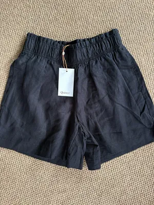 NWT QUINCE European Linen High Waisted Shorts Black Size XS thumbnail 4